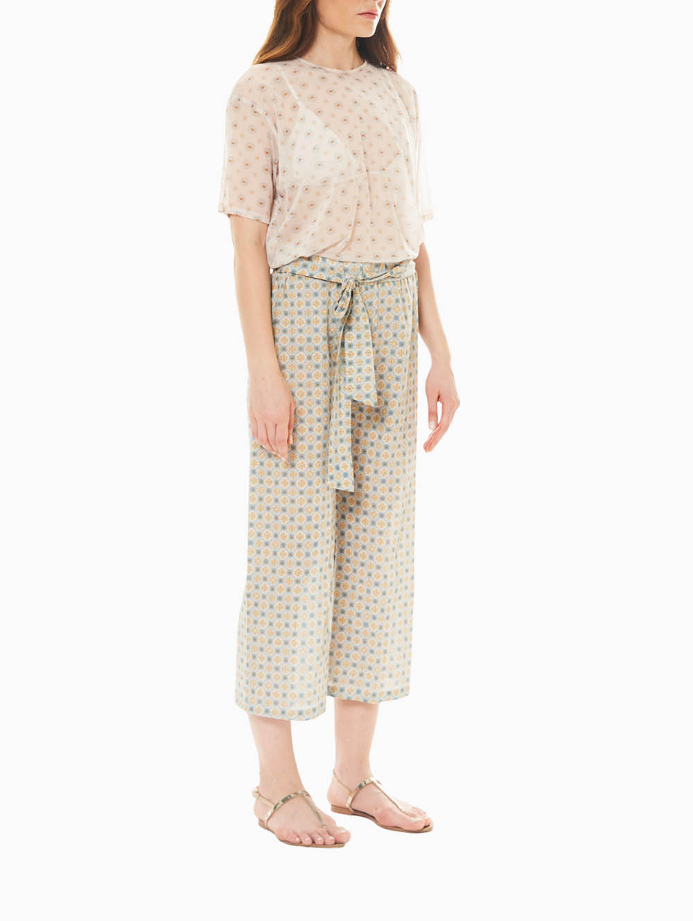 Tie On Waist Pants In Coconut Beige