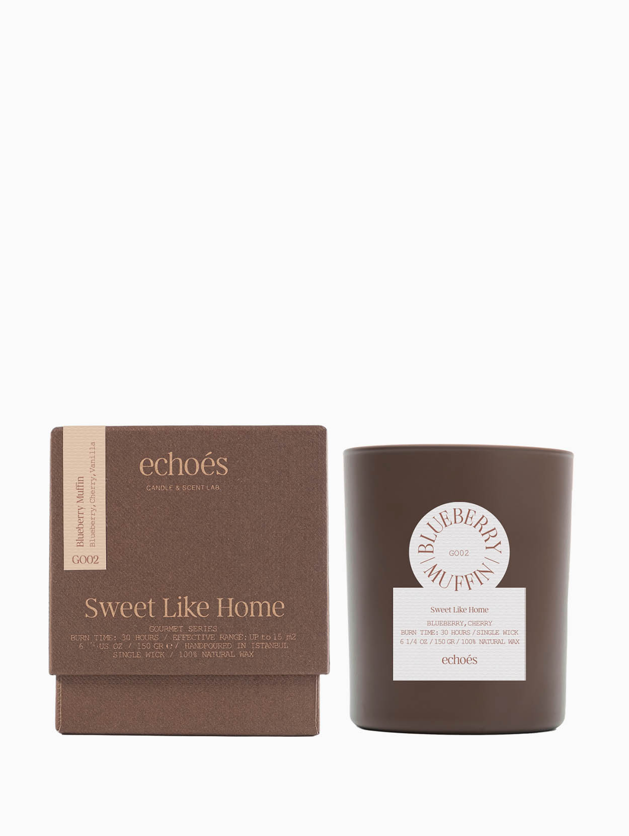 Echoes - Blueberry Muffin Single Wick Natural Candle 150 g