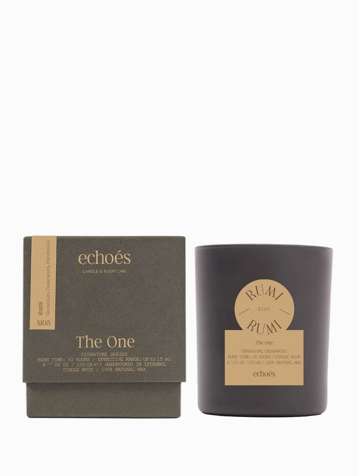 Echoes - Rumi Single Wick Natural Candle 150 gr